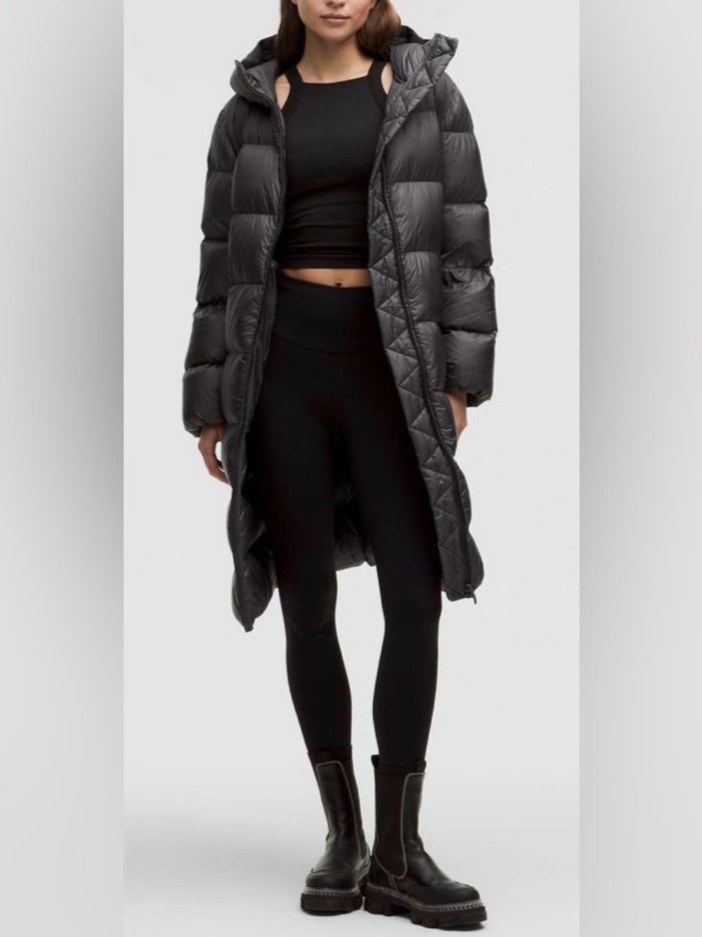 NWOT New Lululemon Featherweight Down Long Jacket Graphite Grey
